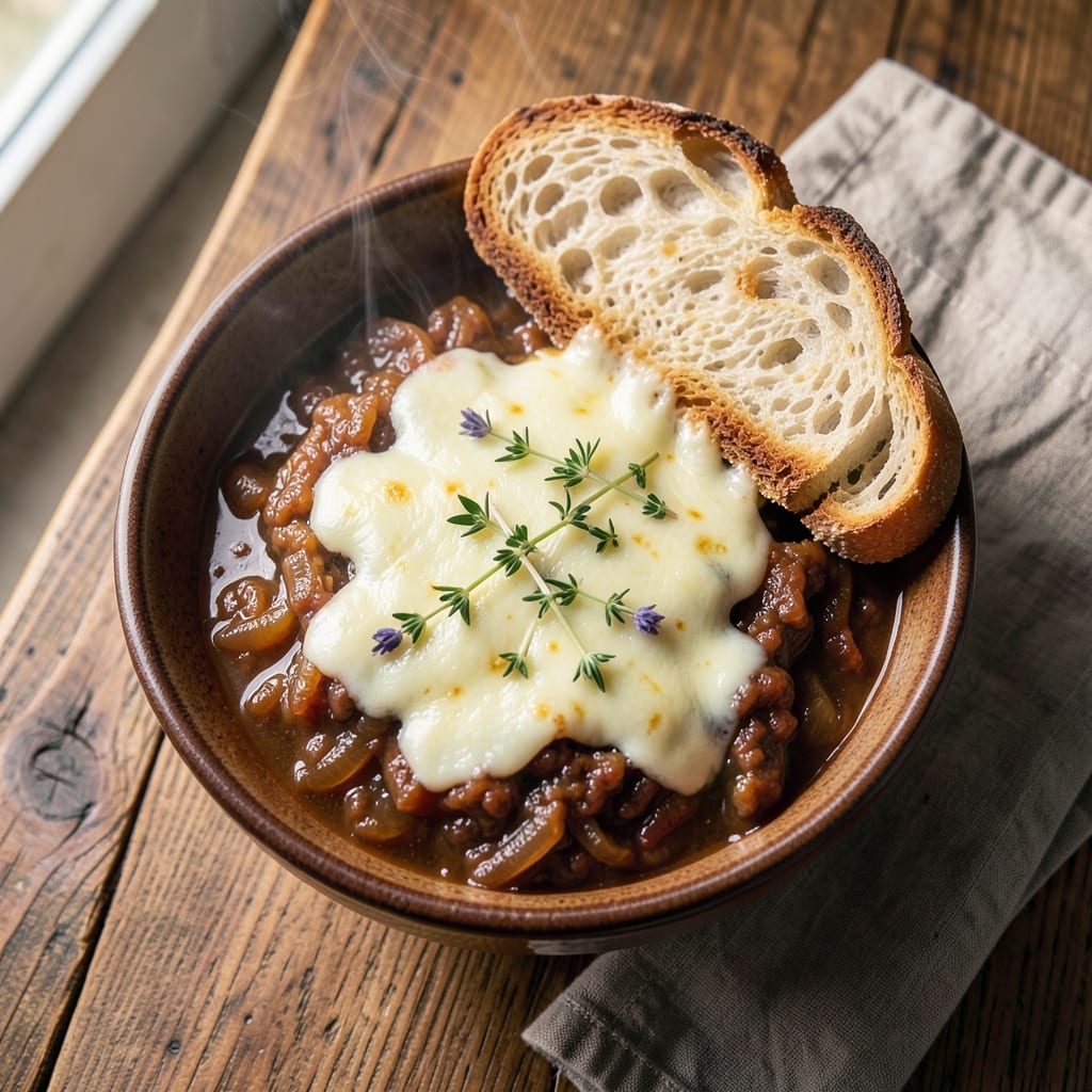 All-Day French Onion Soup Recipe: Crispy Croutons and Gruyère Gold