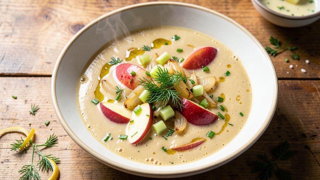 Apple Celery Soup Recipe: Crisp Celery Crowns Over Silky Apple Broth