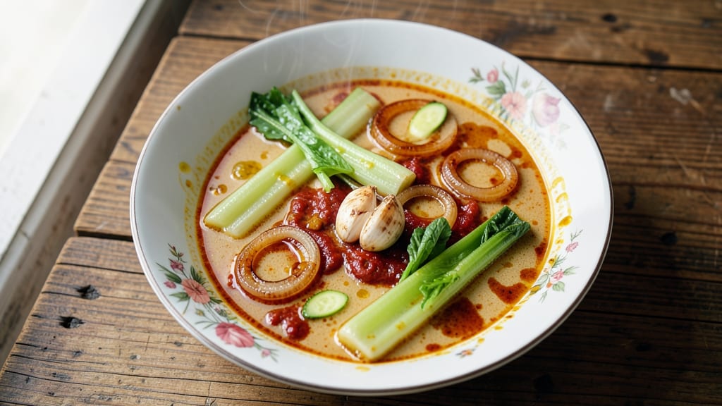 Bengali Thai Soup Recipe: Fragrant Turmeric-Lime Broth With Crispy Celery Crowns