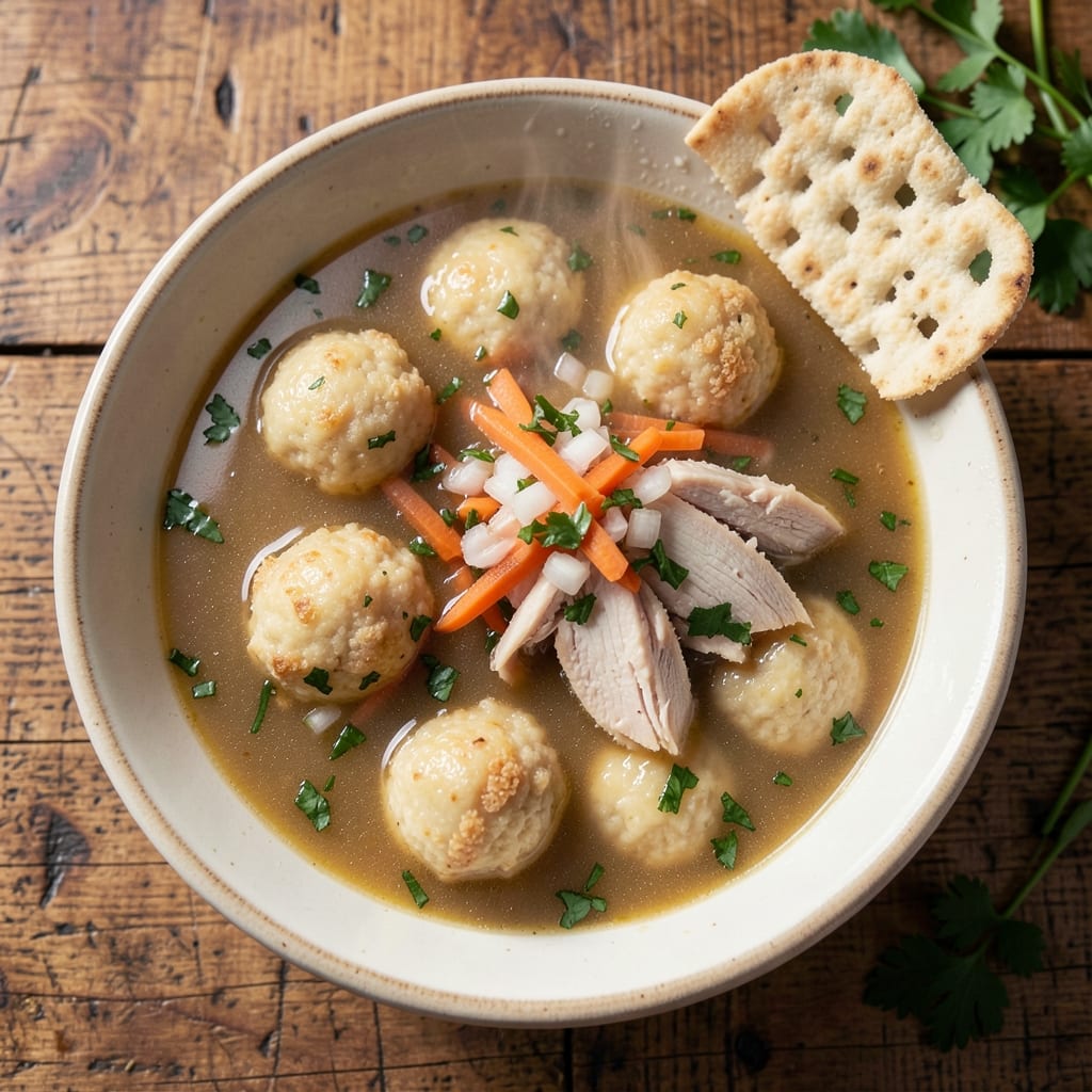 2nd Ave Deli Matzo Ball Soup Recipe: Crispy Matzo Shells and Rich Chicken Broth