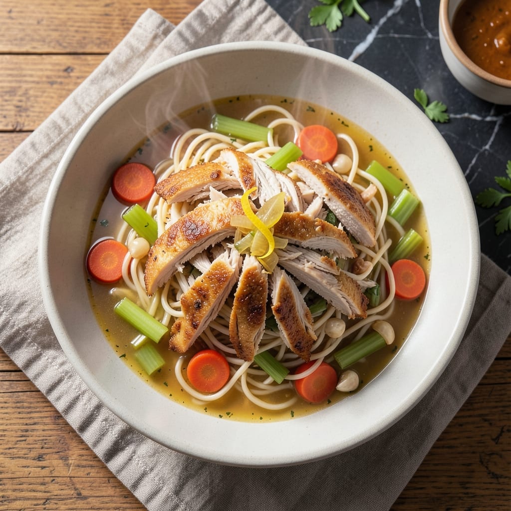 Air Fryer Chicken Soup Recipe: Crispy Noodles and Silky Broth Fusion