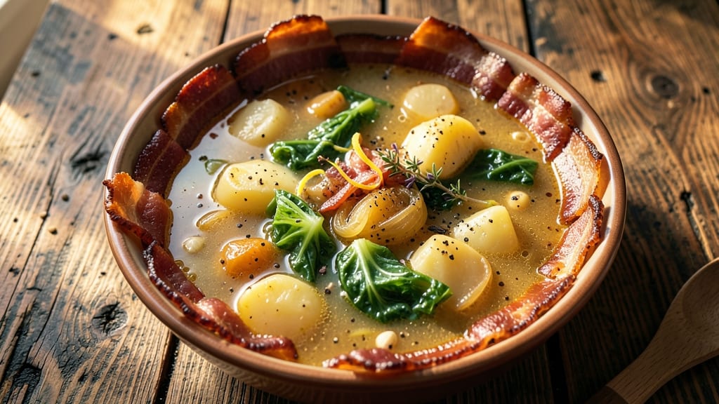 Bacon Cabbage and Potato Soup Recipe: Smoky Bacon Crunch Meets Creamy Potato Clouds