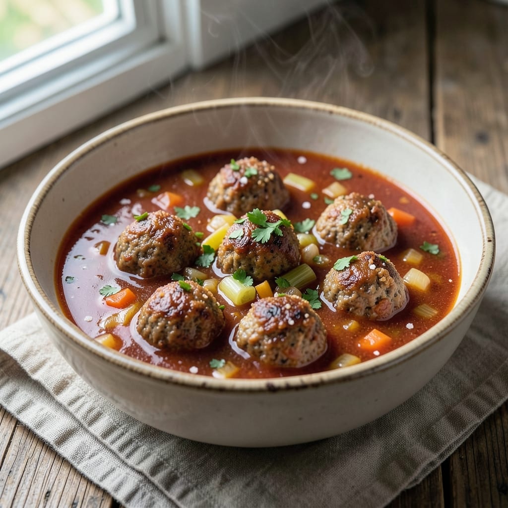 5-Star Hamburger Soup Recipe: Juicy Meatballs in Smoky Tomato-Broth Bliss