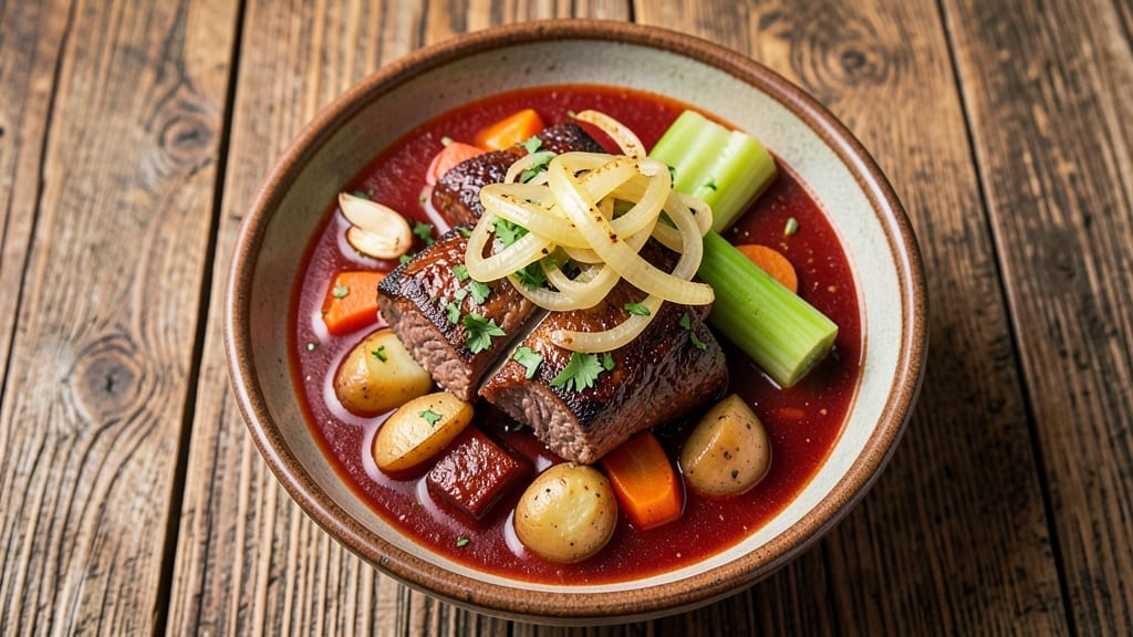 Beef Vegetable Soup Recipe with Tomato Sauce: Tomato-Infused Heartiness in One Pot