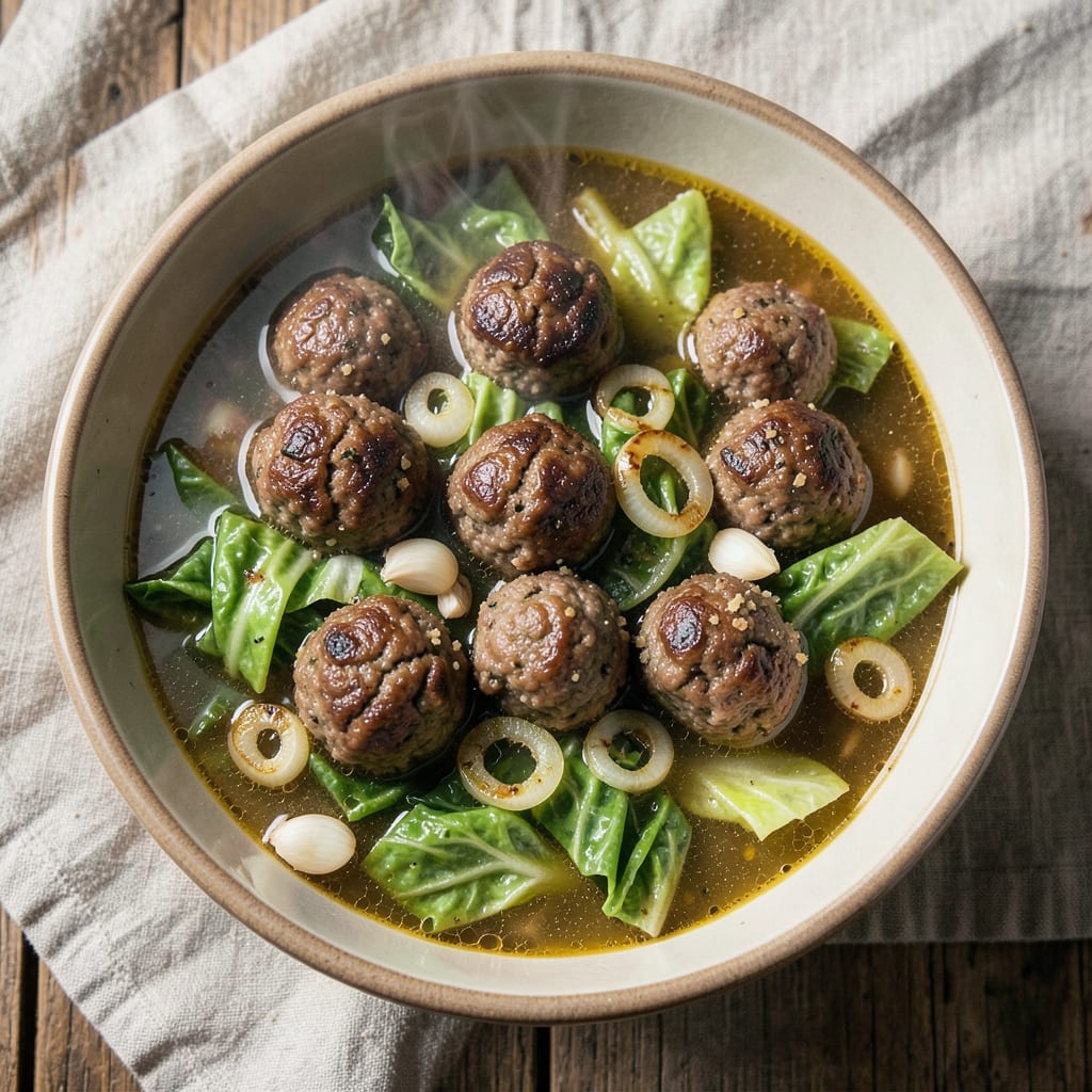 Albondigas Soup Recipe with Cabbage: Spanish-Style Meatballs in Herbed Tomato Broth