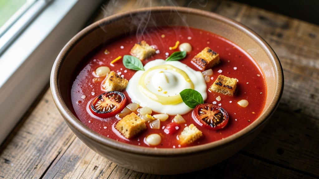Atlanta Bread Company Tomato Soup Recipe: Velvety Roasted Tomato Base with Herbed Crouton Crunch