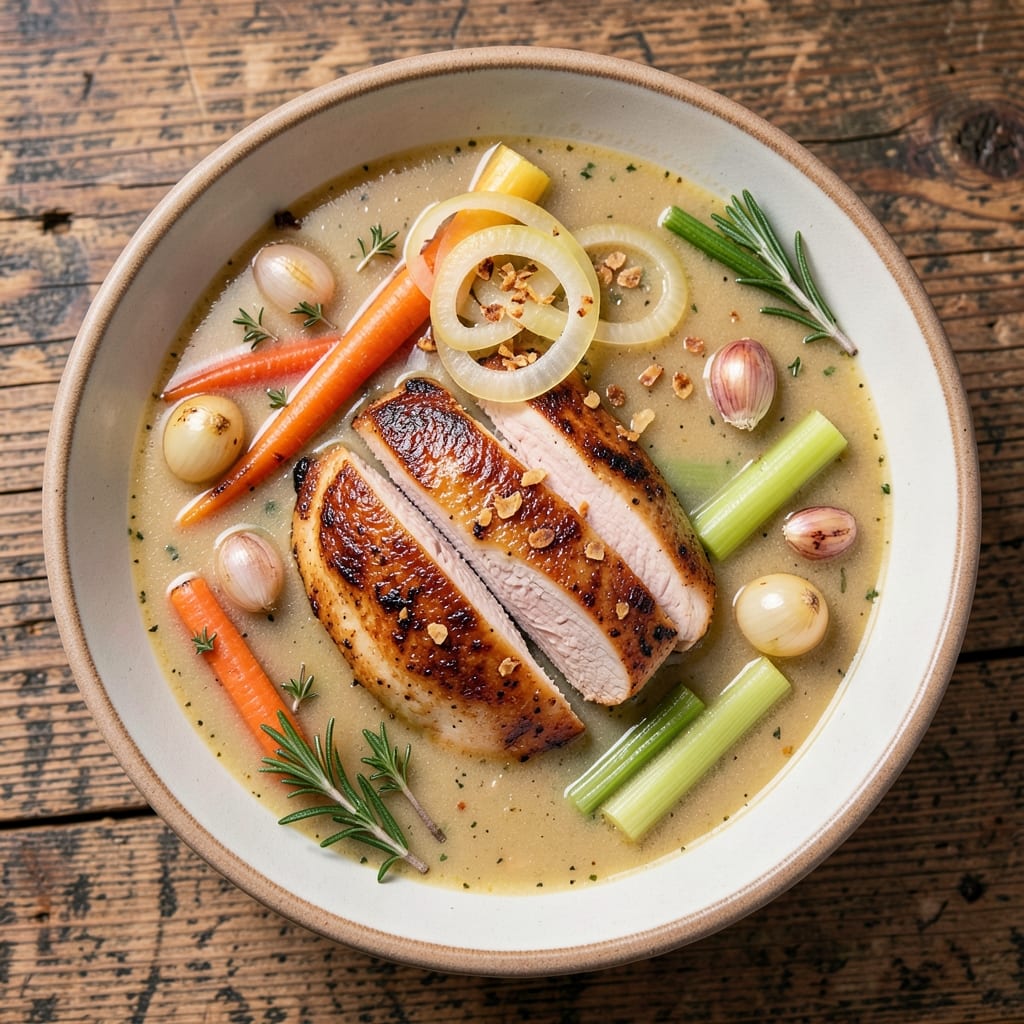 Alpine Village Chicken Soup Recipe: Herbed Creaminess With Crispy Bread Topping