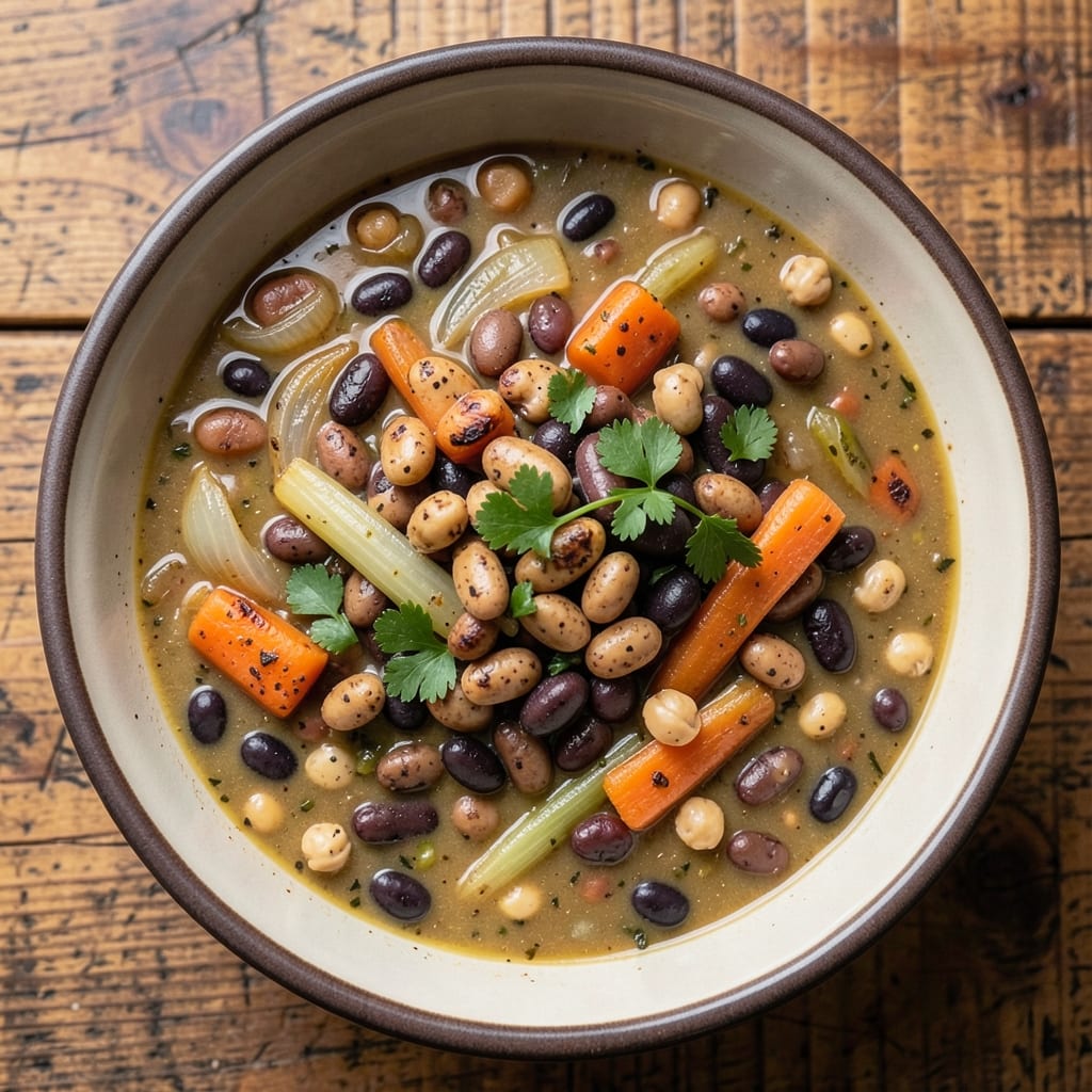 15 Bean Soup Slow Cooker Recipe: Vegetarian Umami Bomb with 15 Pantry Staples