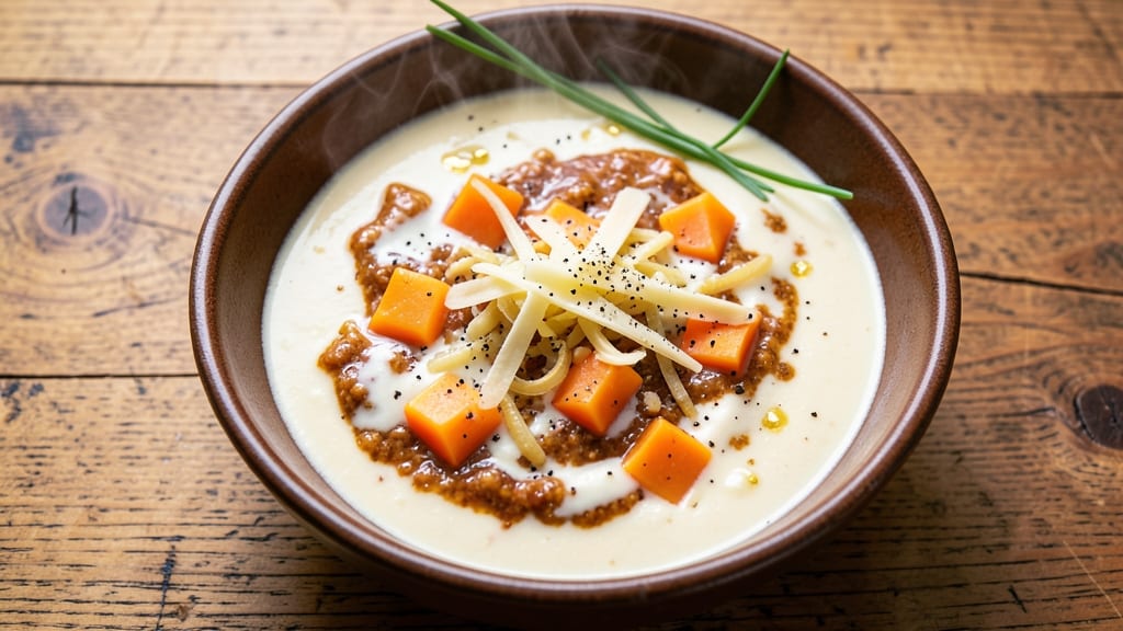 Atlanta Bread Company Wisconsin Cheese Soup Recipe: Golden Gruyère Crunch With Toasted Bread Bites
