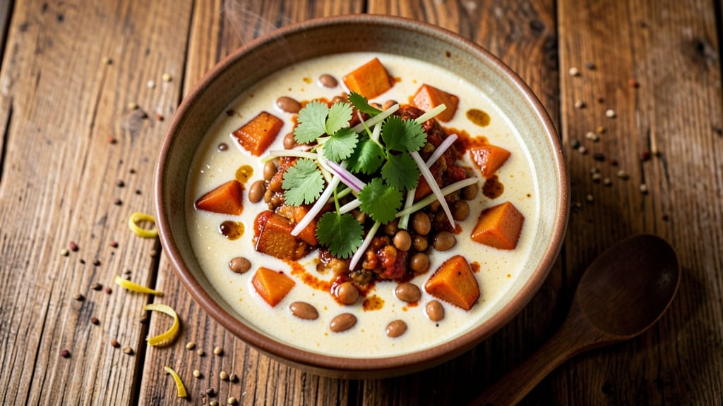 Amy's Thai Curry Sweet Potato Lentil Soup Recipe: Spiced Roasted Sweet Potatoes and Earthy Lentils