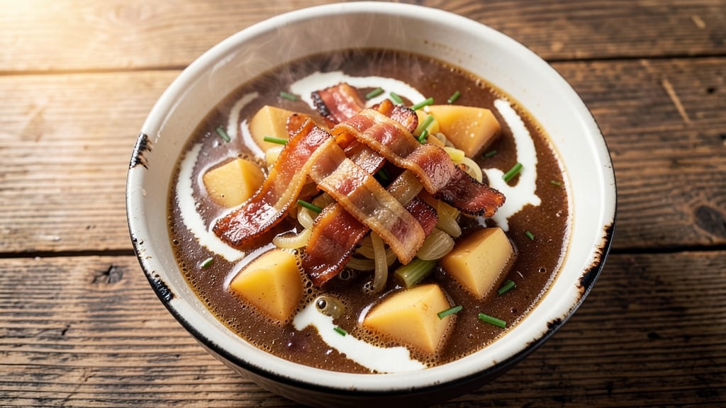Atomic Ale Potato Soup Recipe: Smoky Stout Depth With Crispy Celery Crowns