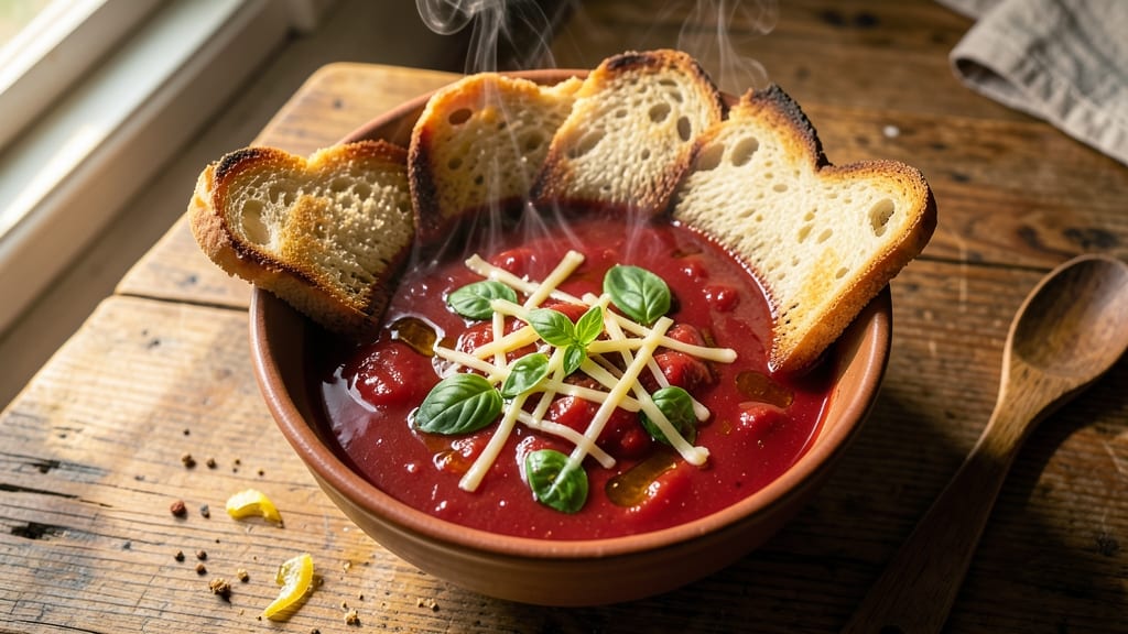 Atlanta Bread and Tomato Basil Soup Recipe: Crusty Croutons and Herby Freshness