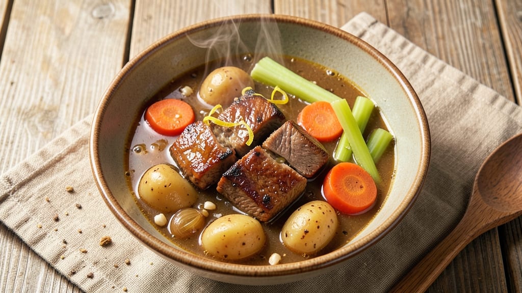 Bograch Soup Recipe: Crispy Celery Crowns Over Silky Egg Ribbons