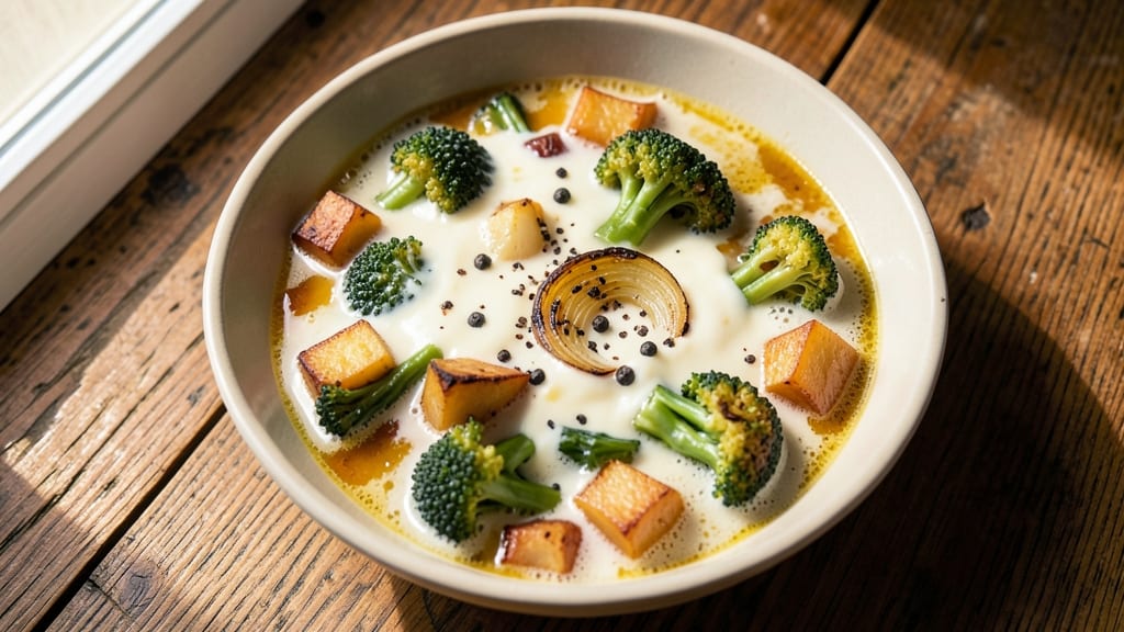 Baked Potato and Broccoli Soup Recipe: Creamy Velvety Richness With Crispy Topping Twist