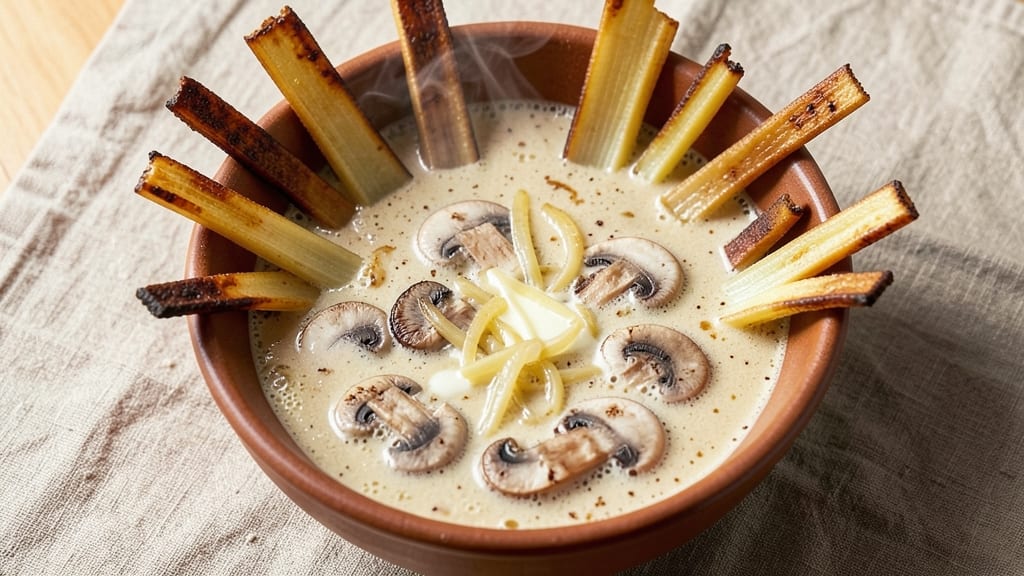 Au Bon Pain Mushroom Soup Recipe: Earthy Umami Richness With Crispy Celery Crowns