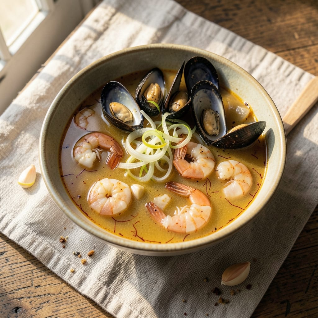 7 Mares Seafood Soup Recipe: Saffron-Infused Brilliance With Shrimp and Mussels