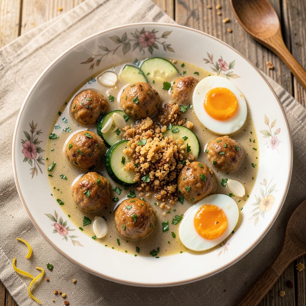 Albondigas Soup Recipe with Zucchini: Herb-Stuffed Meatballs in Silky Tomato Broth