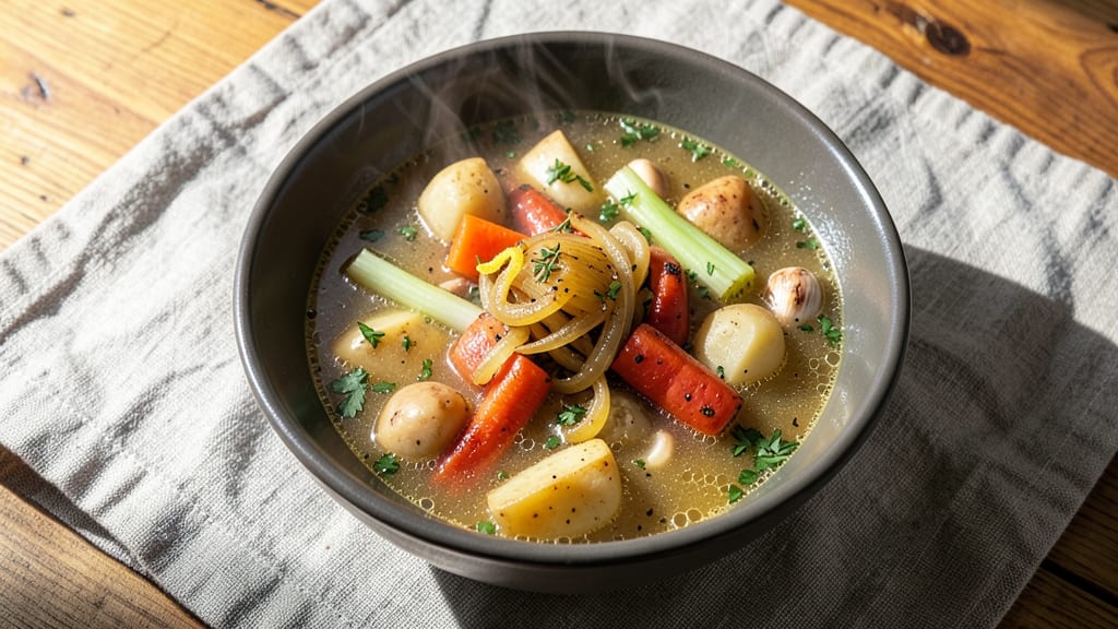 Boiling Point Soup Recipe: Celery Crown Crunch Over Creamy Potato Swirls