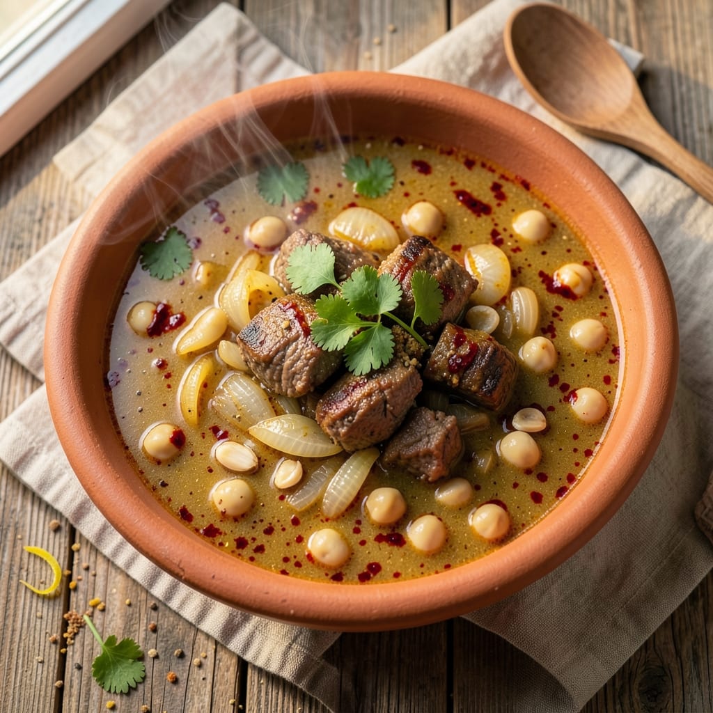 Algerian Chickpea and Lamb Soup Recipe: Harissa-Kissed Spice and Herb Depth