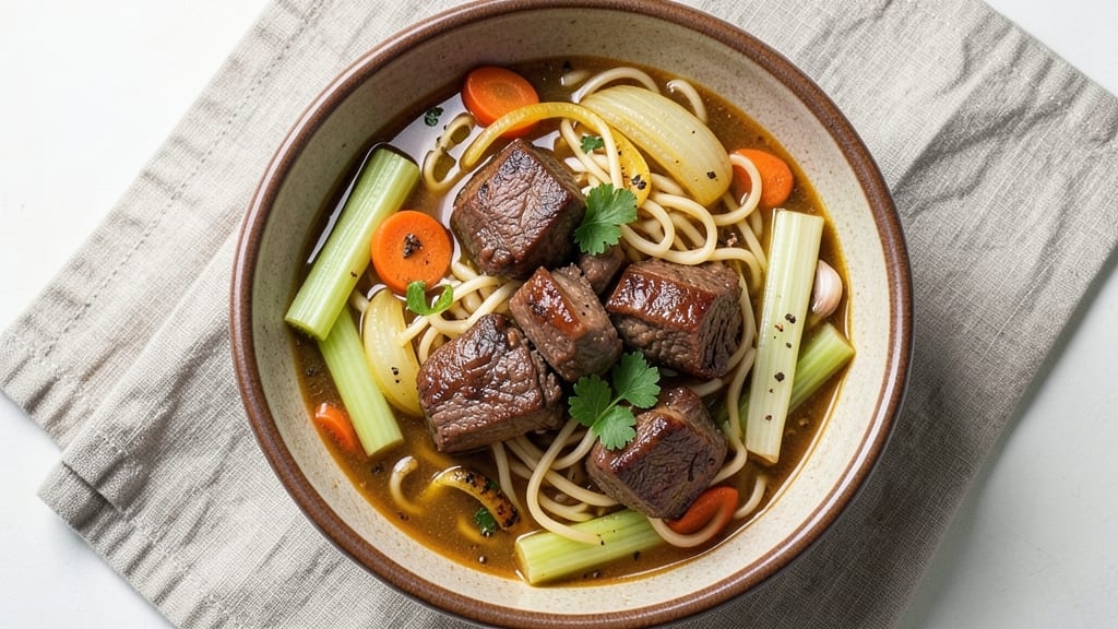 Beef and Noodle Soup Crock Pot Recipe: Slow-Simmered Depth With Celery Crown Crunch