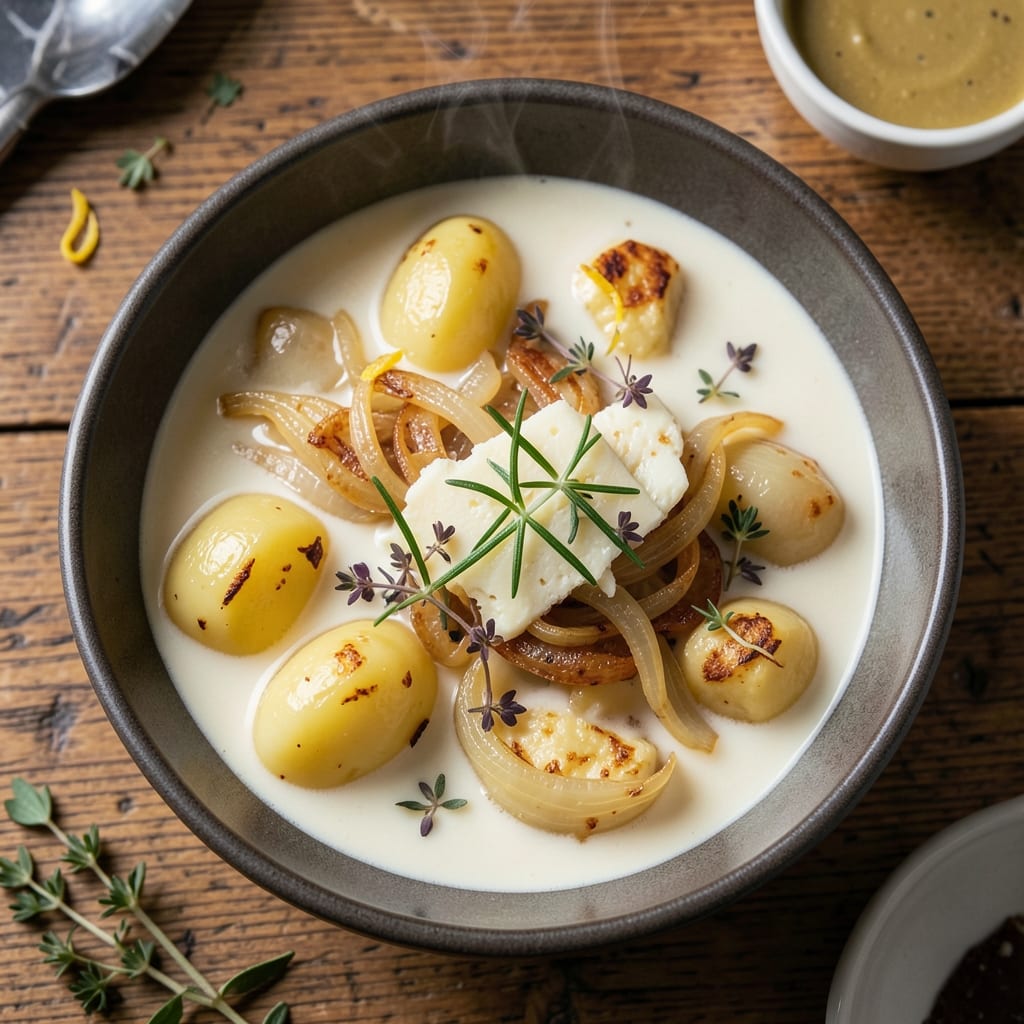 Alpine Soup Recipe: Swiss Mountain Creaminess With Crispy Potato Topping