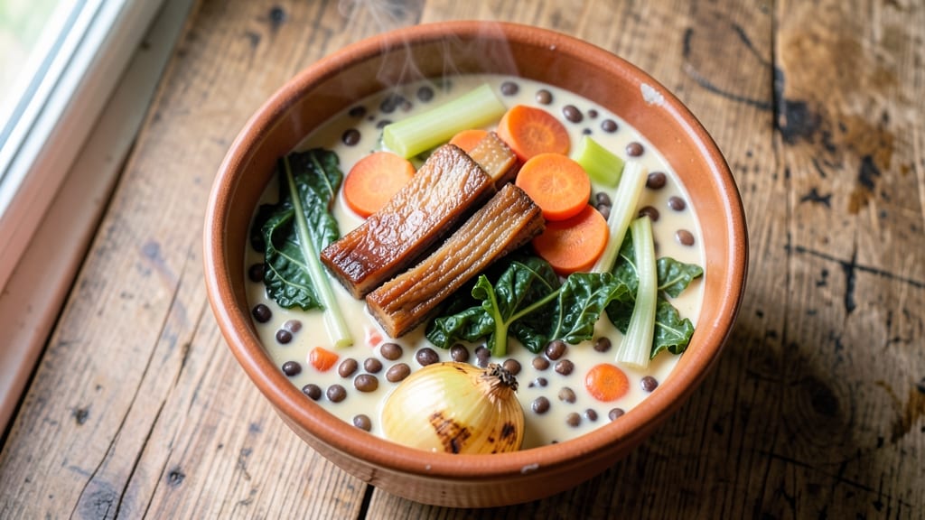 Black Eyed Peas Vegetable Soup Recipe: Smoky Collard and Ham Hock Depth